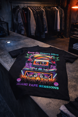 Grooveman “Miami Tape Sessions” Graphic T-Shirt – Retro DJ Cassette Tee