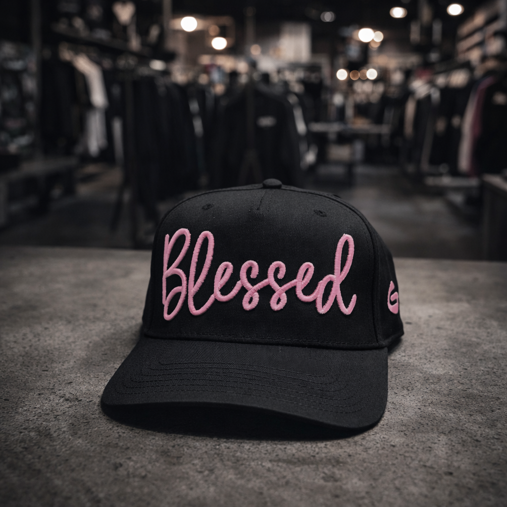 Blessed 3D Embroidered Snapback Hat – Black Streetwear Cap