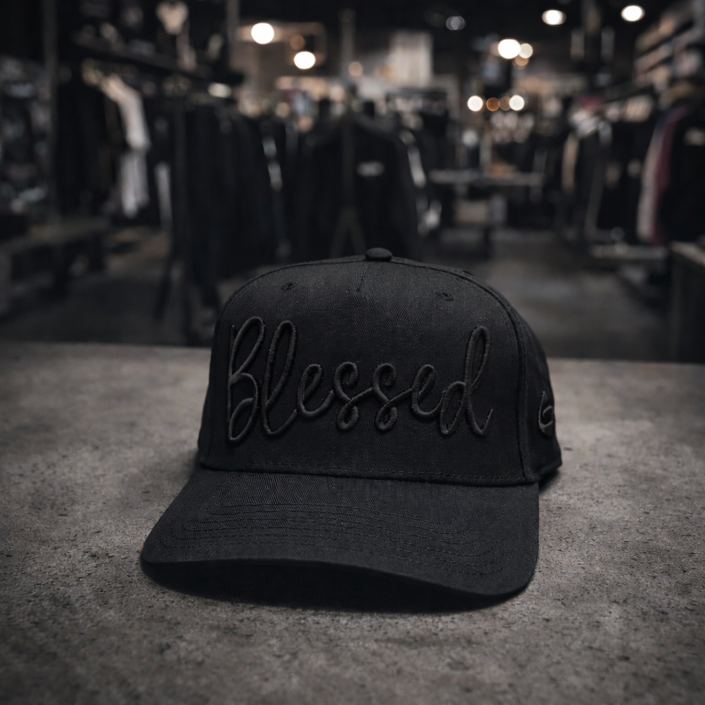 Blessed 3D Embroidered Snapback Hat – Black Streetwear Cap