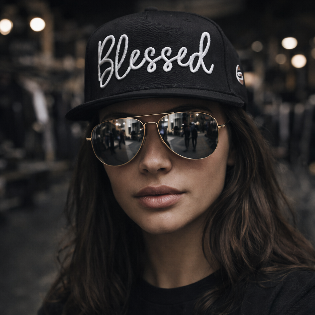 Blessed 3D Embroidered Snapback Hat – Black Streetwear Cap
