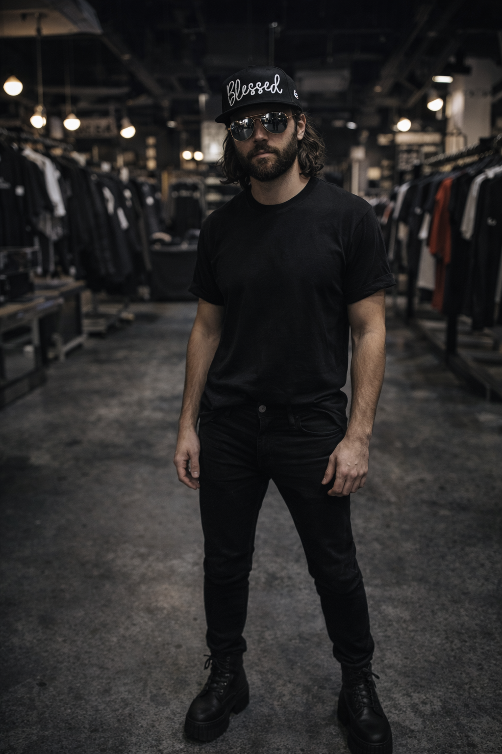 Blessed 3D Embroidered Snapback Hat – Black Streetwear Cap