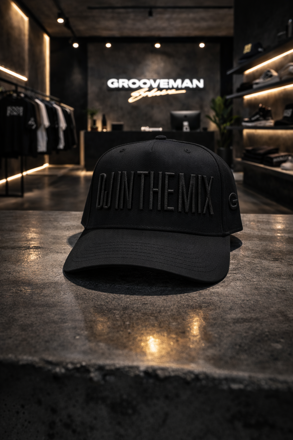 DJ In The Mix 3D Embroidered Snapback Hat – Black DJ Cap