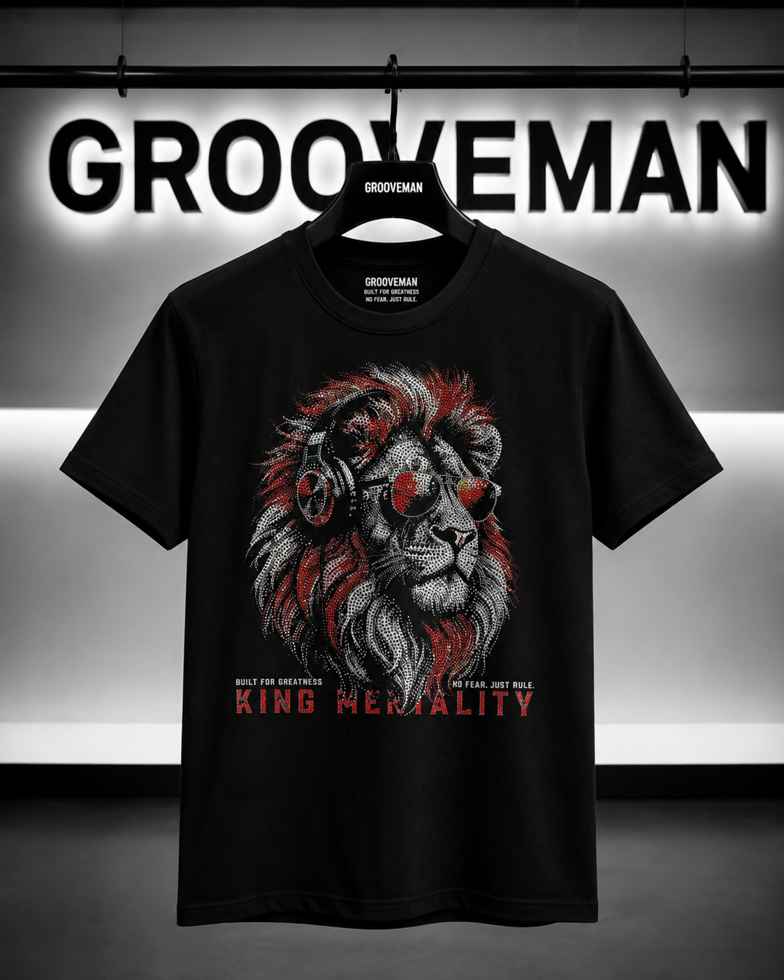 King Mentality Lion Rhinestone T-Shirt – Premium Streetwear Graphic Tee
