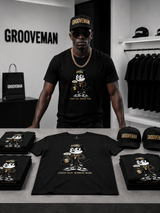 Felix The Cat Black Graphic T-Shirt – Luxury Streetwear Tee with Gold Details | Grooveman Music