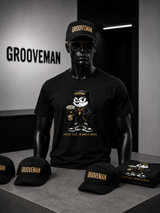 Felix The Cat Black Graphic T-Shirt – Luxury Streetwear Tee with Gold Details | Grooveman Music