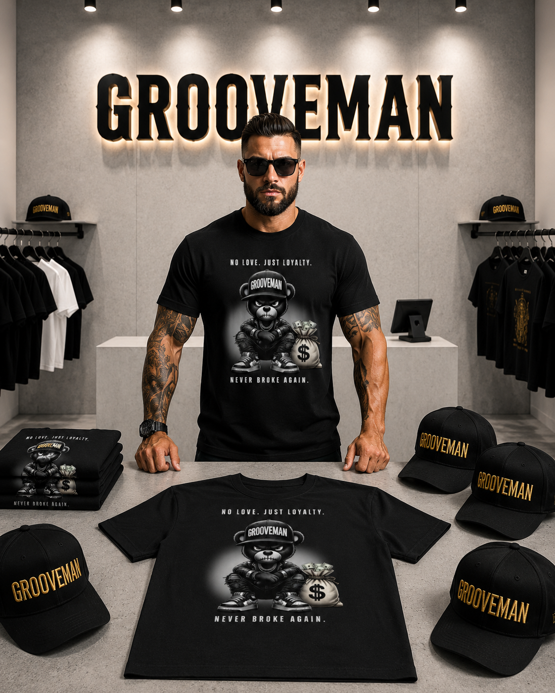 Grooveman “No Love Just Loyalty” Graphic T-Shirt – Premium Black Streetwear Tee