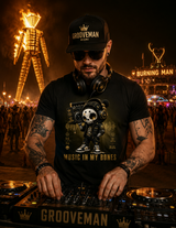 Grooveman "Music In My Bones" Black Collection T-Shirt | Premium Streetwear DJ Festival Tee