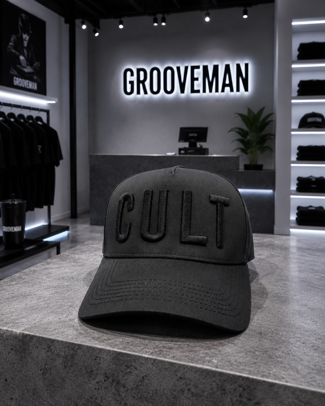 CULT Premium Baseball Hat – Black Streetwear Cap | Grooveman