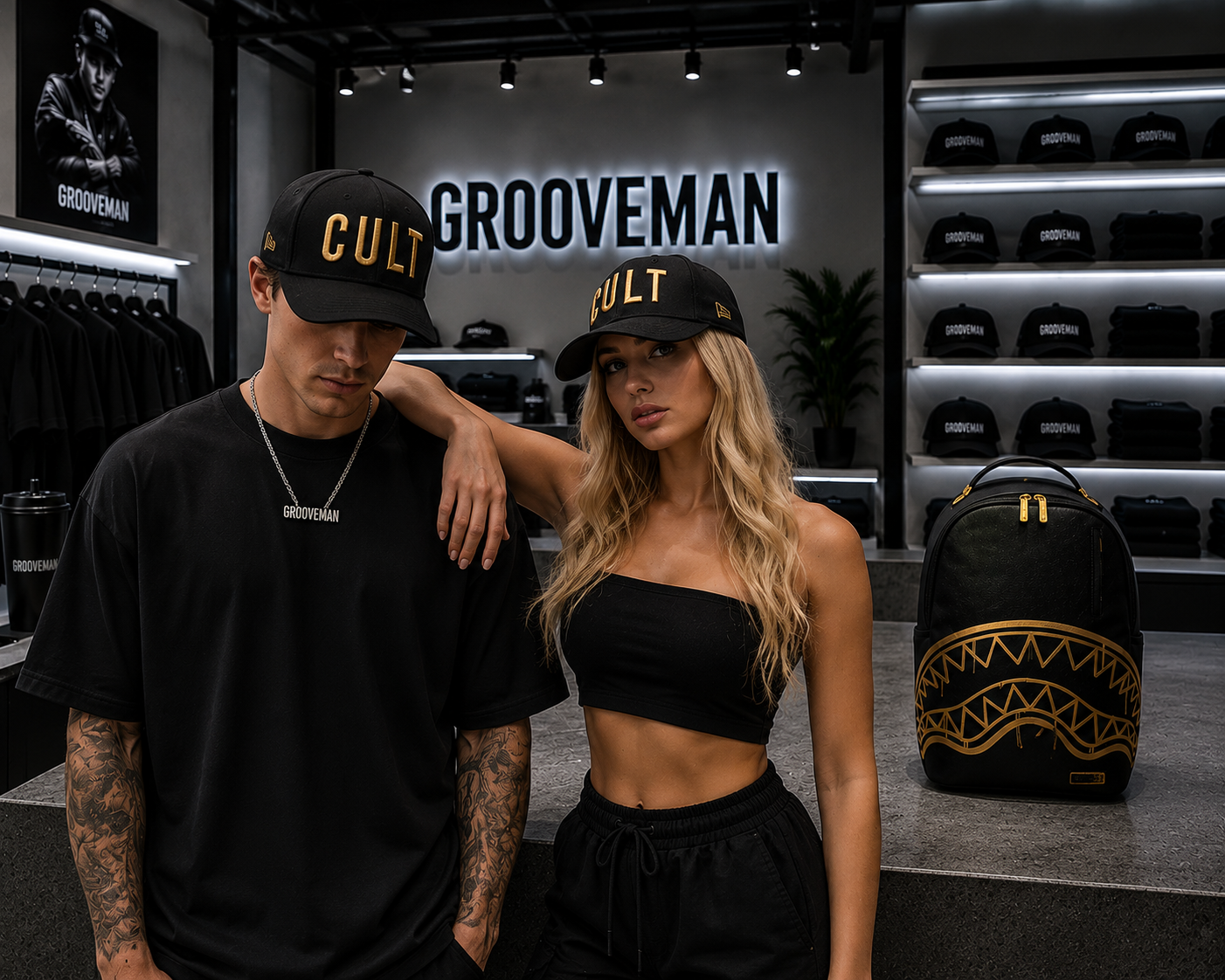 CULT Premium Baseball Hat – Black Streetwear Cap | Grooveman