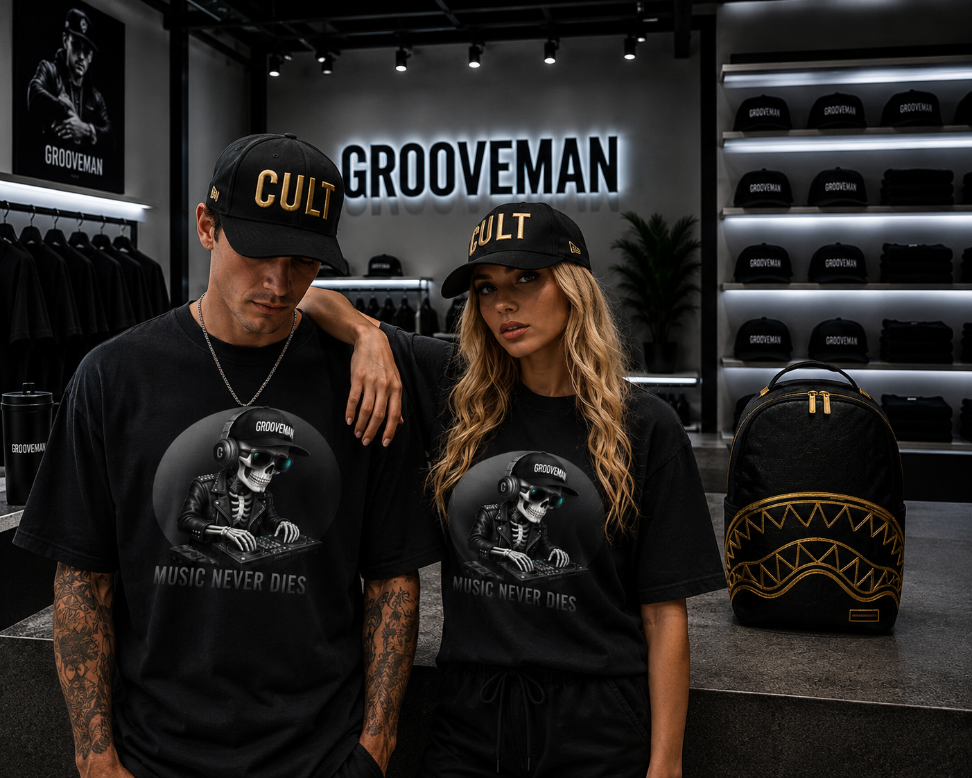 CULT Premium Baseball Hat – Black Streetwear Cap | Grooveman