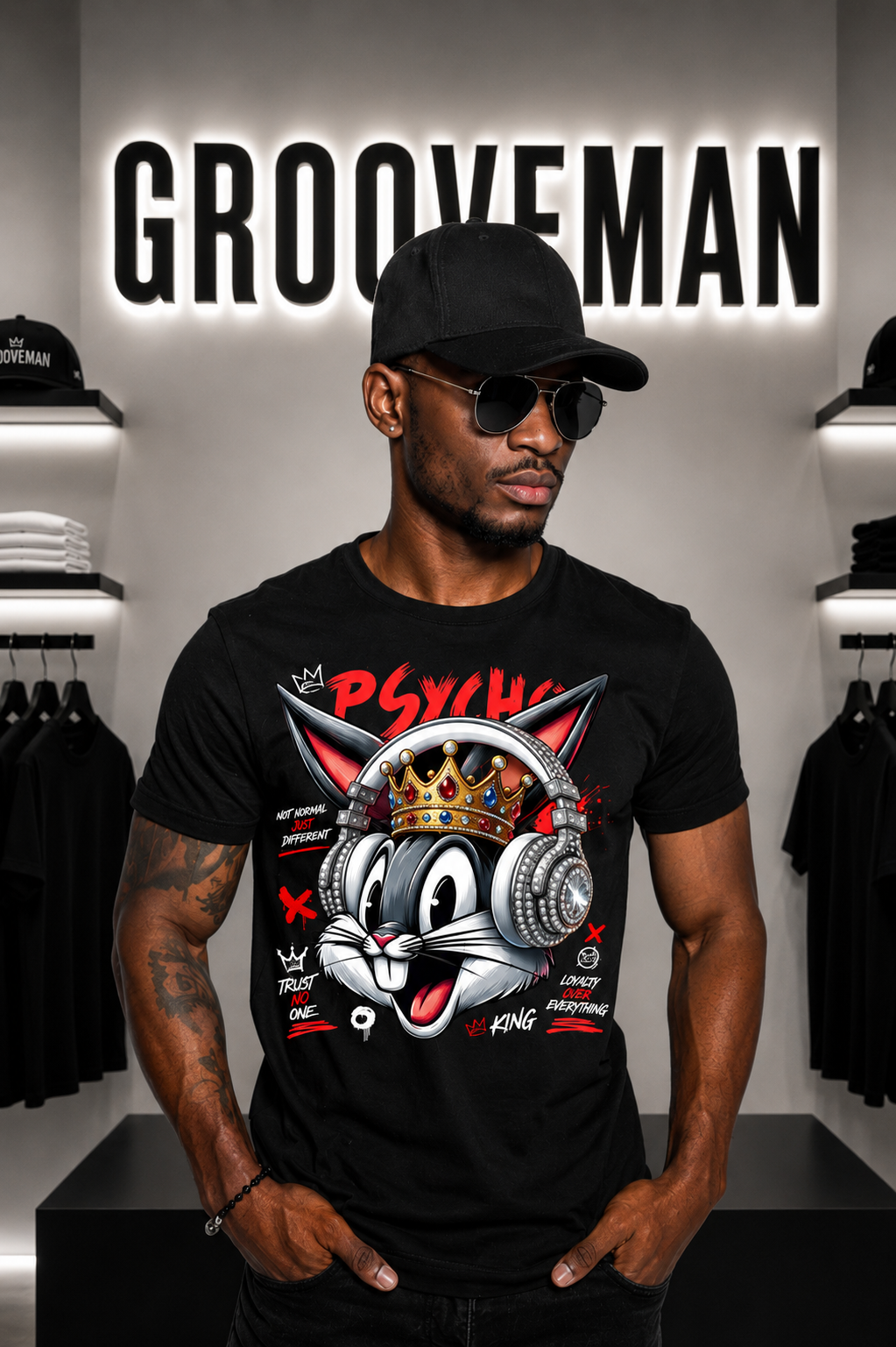 Royal Bunny Chaos Graphic T-Shirt – Grooveman Luxury Streetwear Tee