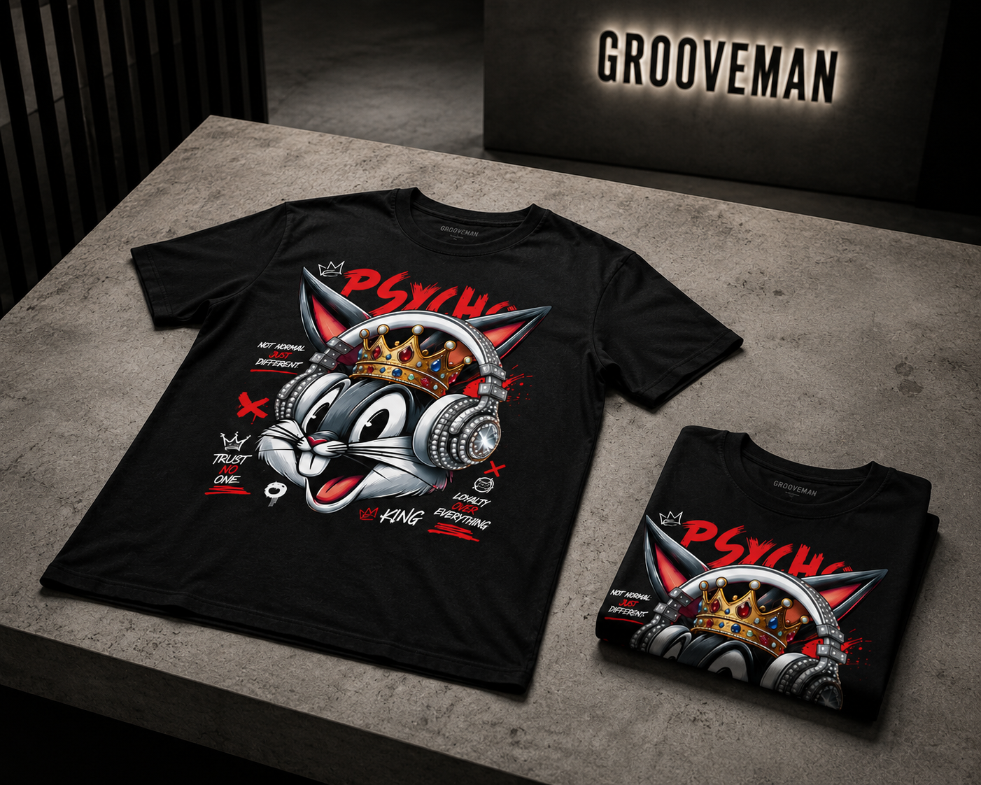 Royal Bunny Chaos Graphic T-Shirt – Grooveman Luxury Streetwear Tee