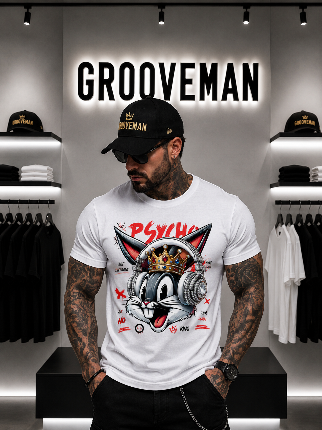 Royal Bunny Chaos Graphic T-Shirt – Grooveman Luxury Streetwear Tee