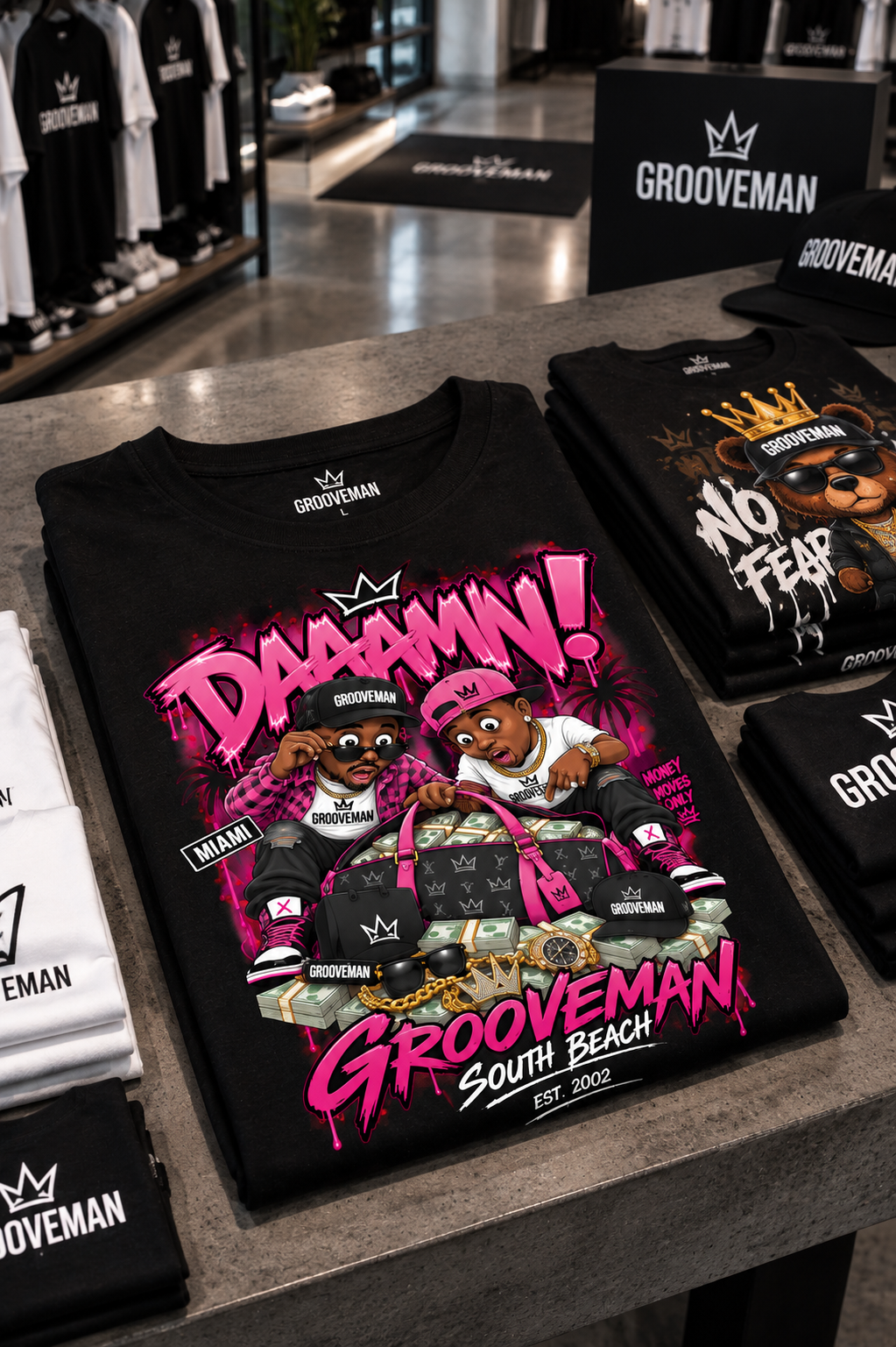 DAAAMN! Pink Miami Streetwear Graphic T-Shirt