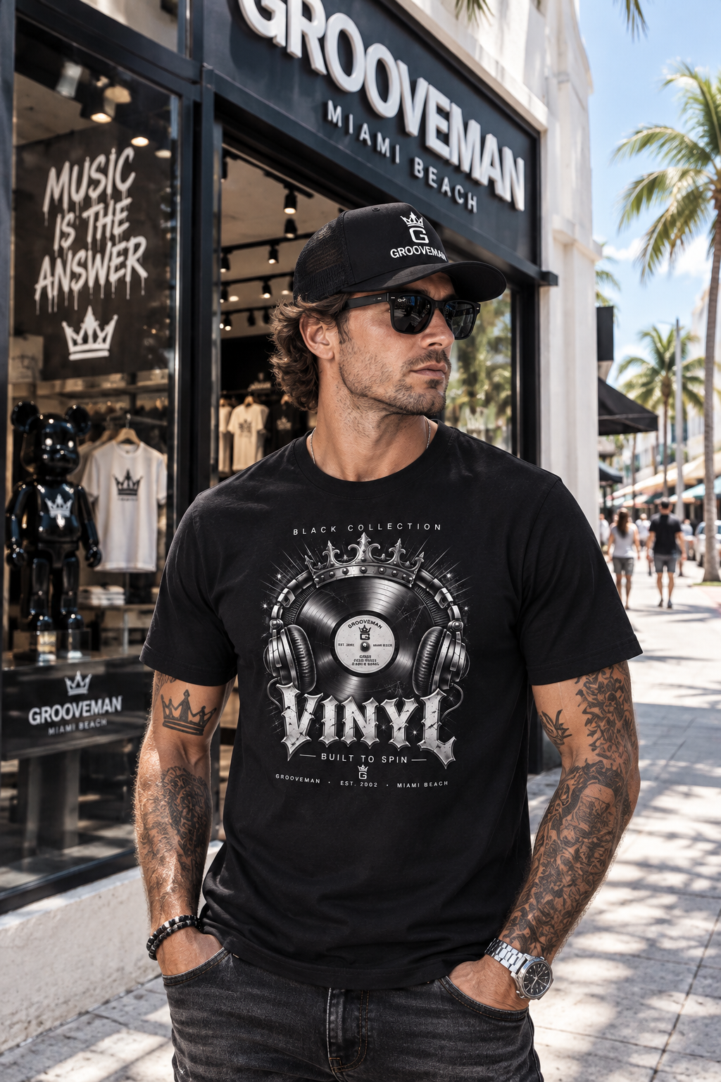 VINYL Built to Spin Black Collection Graphic T-Shirt – Grooveman Miami Beach