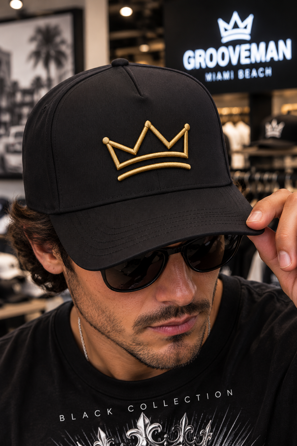 Grooveman Crown 5-Panel Snapback Hat – 3D Embroidered