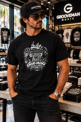 Good Music Never Dies Graphic T-Shirt | Grooveman Black Collection