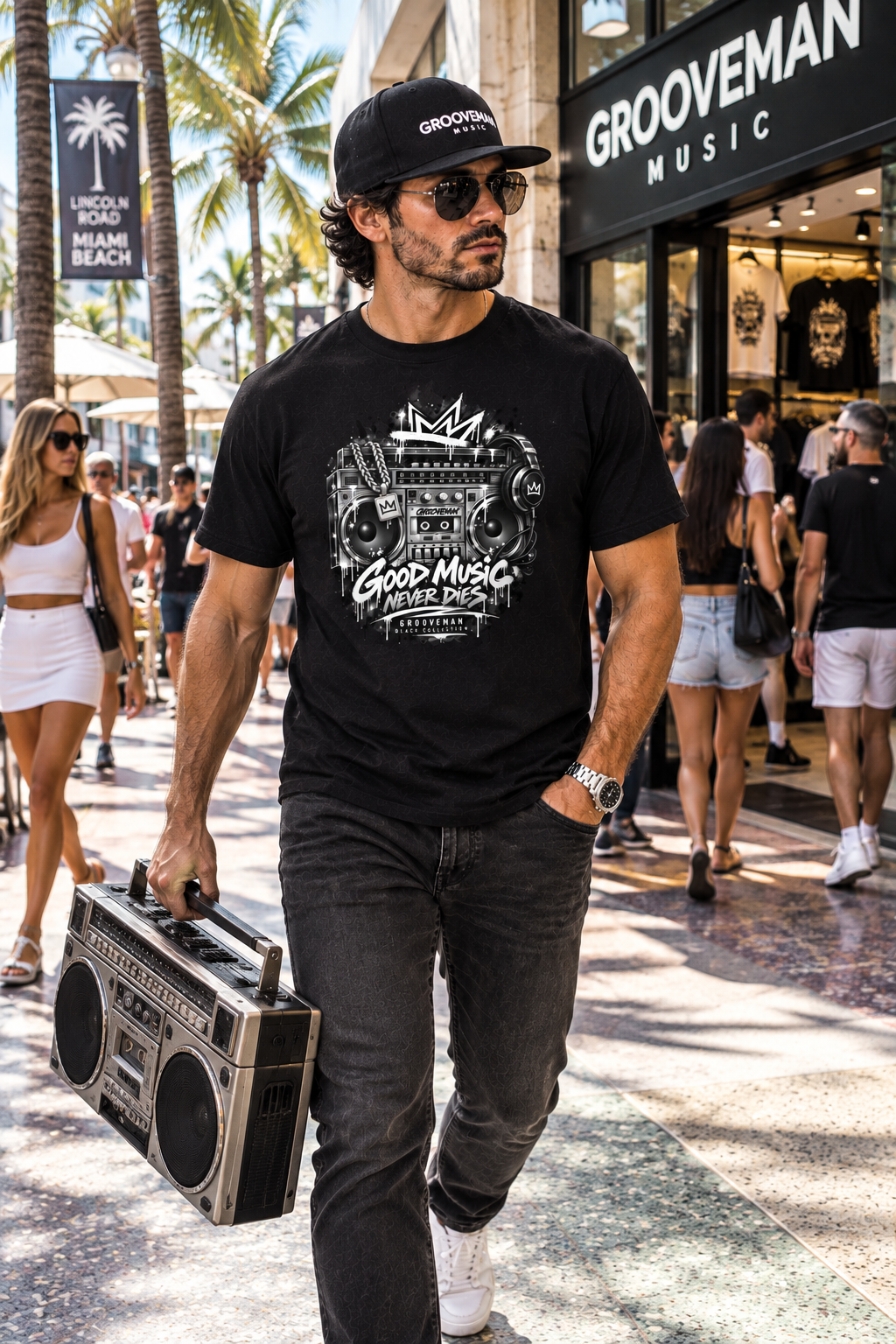 Good Music Never Dies Graphic T-Shirt | Grooveman Black Collection