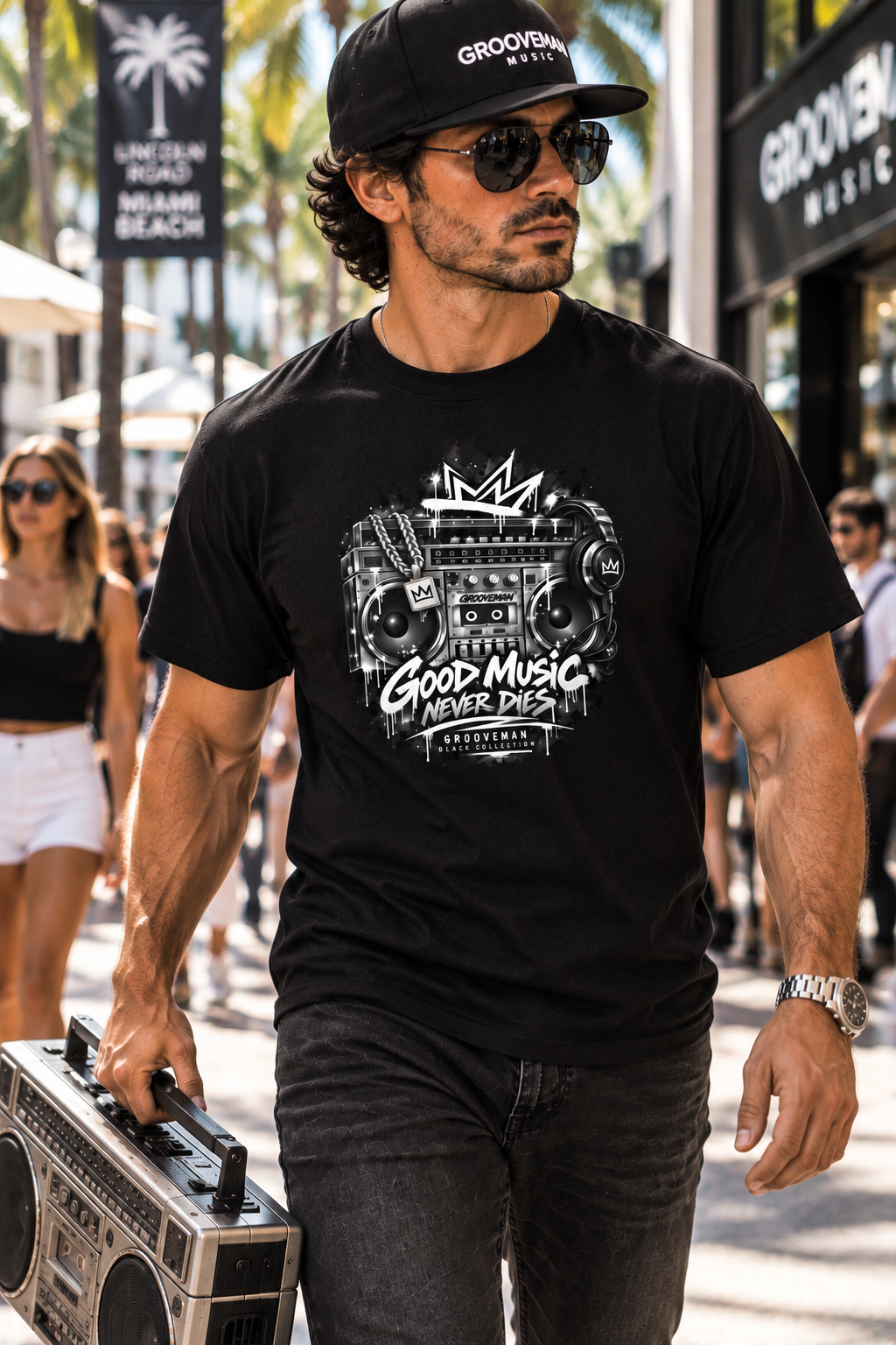 Good Music Never Dies Graphic T-Shirt | Grooveman Black Collection