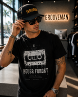 Never Forget Cassette T-Shirt – Retro Music Graphic Tee | Grooveman Miami Beach