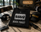 Never Forget Cassette T-Shirt – Retro Music Graphic Tee | Grooveman Miami Beach