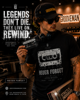 Never Forget Cassette T-Shirt – Retro Music Graphic Tee | Grooveman Miami Beach