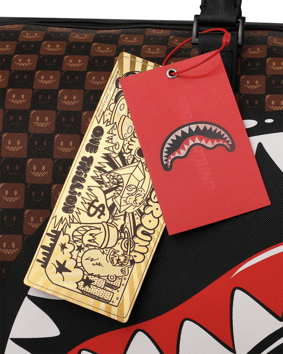 Sprayground  | Shark in Paris WTF Bubbly Brown Check Large Duffle