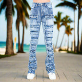 Denim Patchwork Stacked Jeans