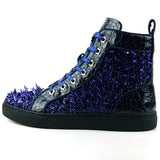 Navy Spikes Lace up High top Sneaker Encore by Fiesso