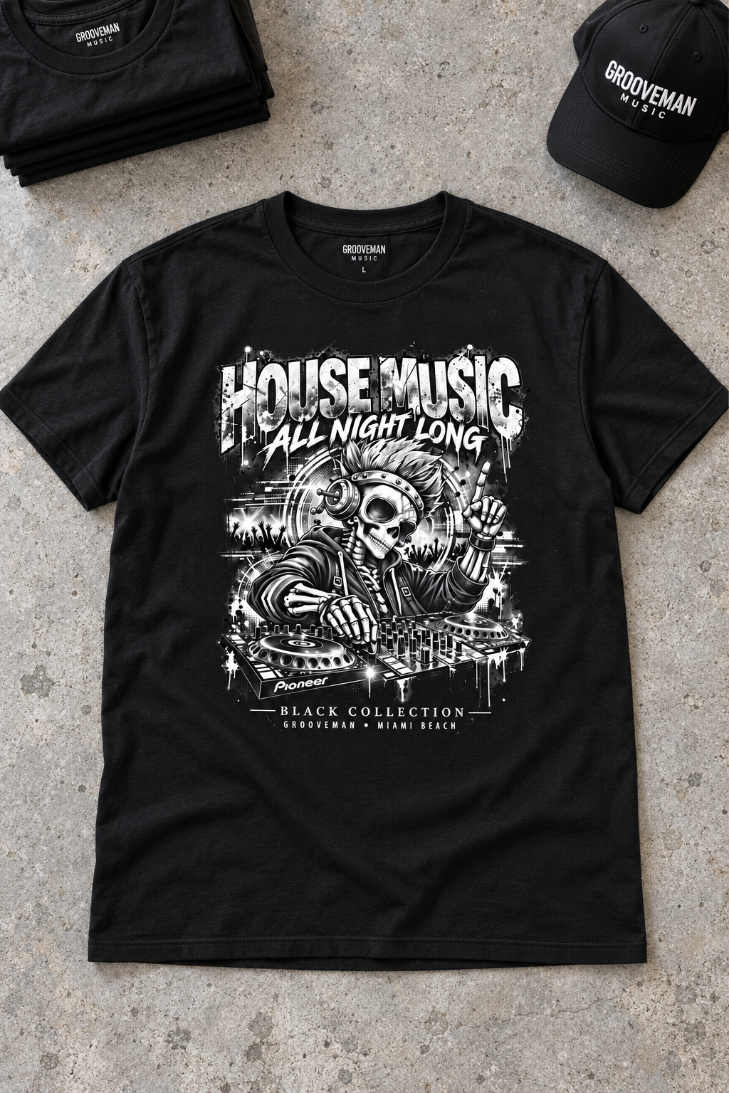 House Music Skull DJ Graphic T-Shirt – Black Collection | Grooveman