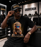 Grooveman Music Is The Answer DJ Teddy Bear Graphic T-Shirt