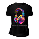 Music is the Answer Colorful Headphones T-Shirts | Grooveman Music
