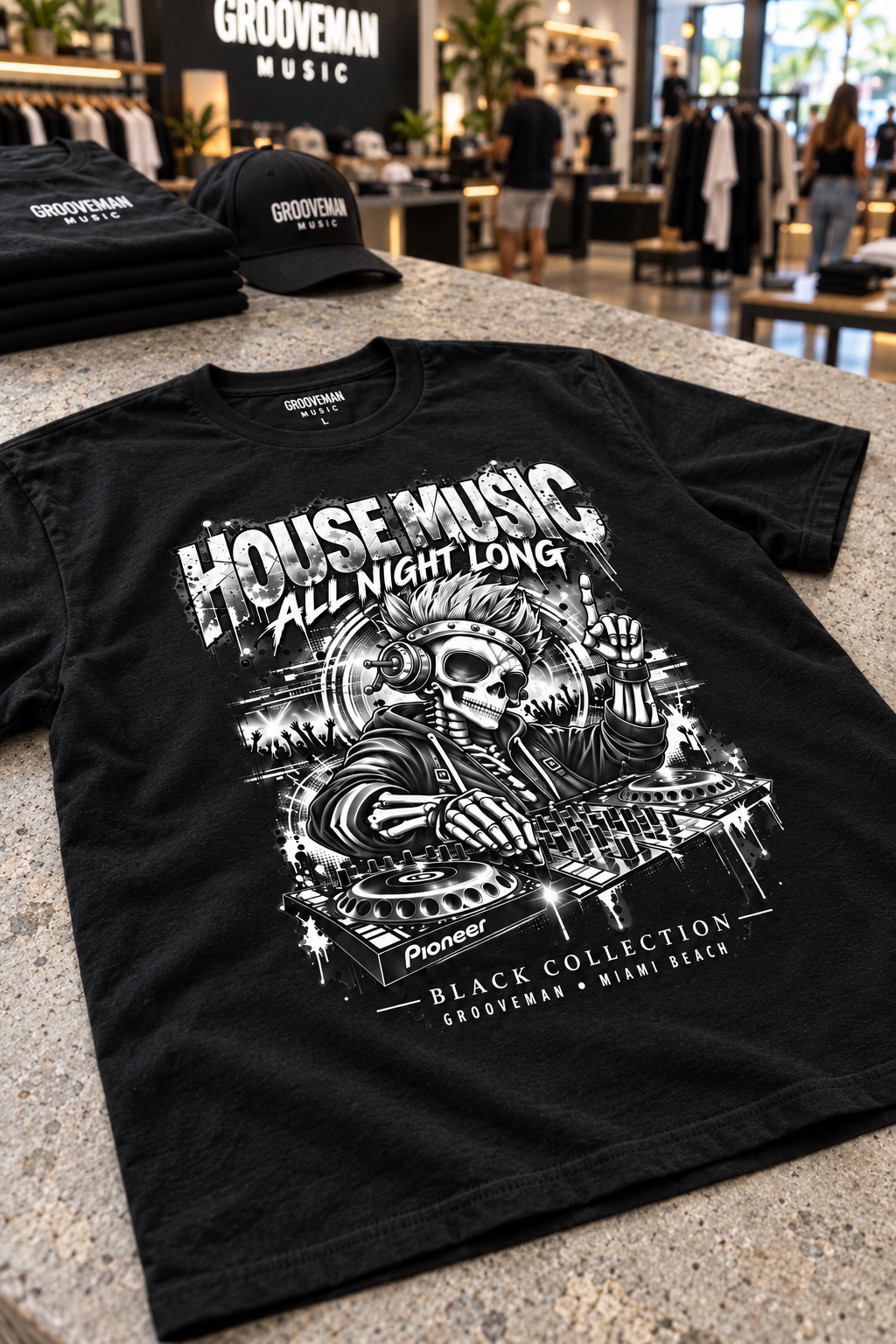House Music Skull DJ Graphic T-Shirt – Black Collection | Grooveman