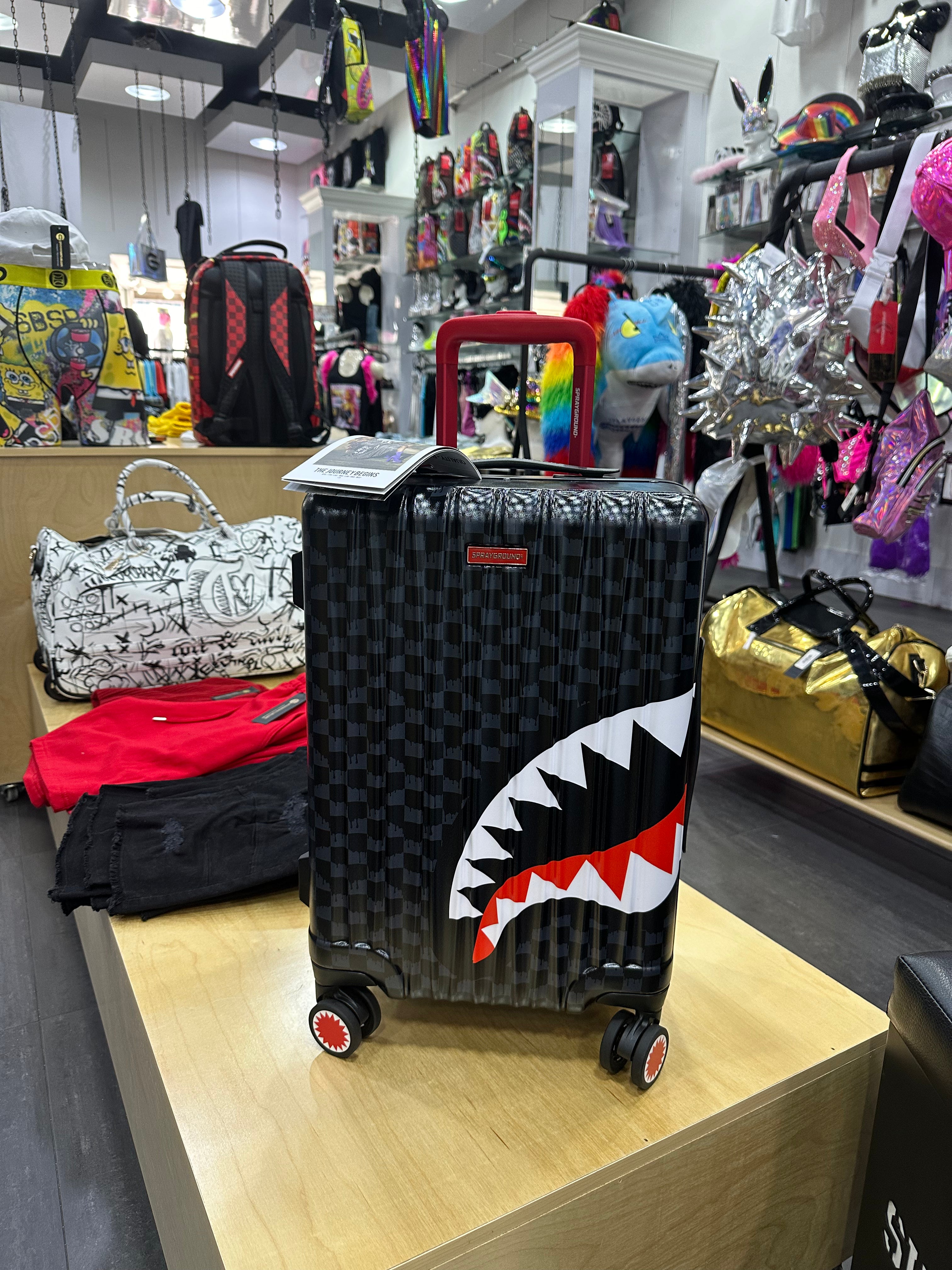 Sprayground Drip Check Shark Carry on Hardshell Luggage - Grooveman Music