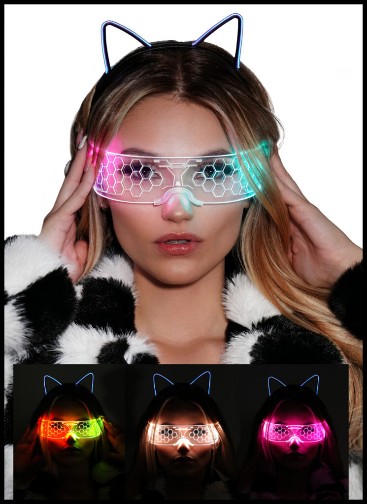 LED HONEYCOMB FUTURISTIC GLASSES