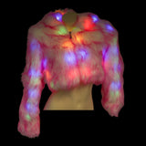 LED Faux Fur Short Jacket with Hood