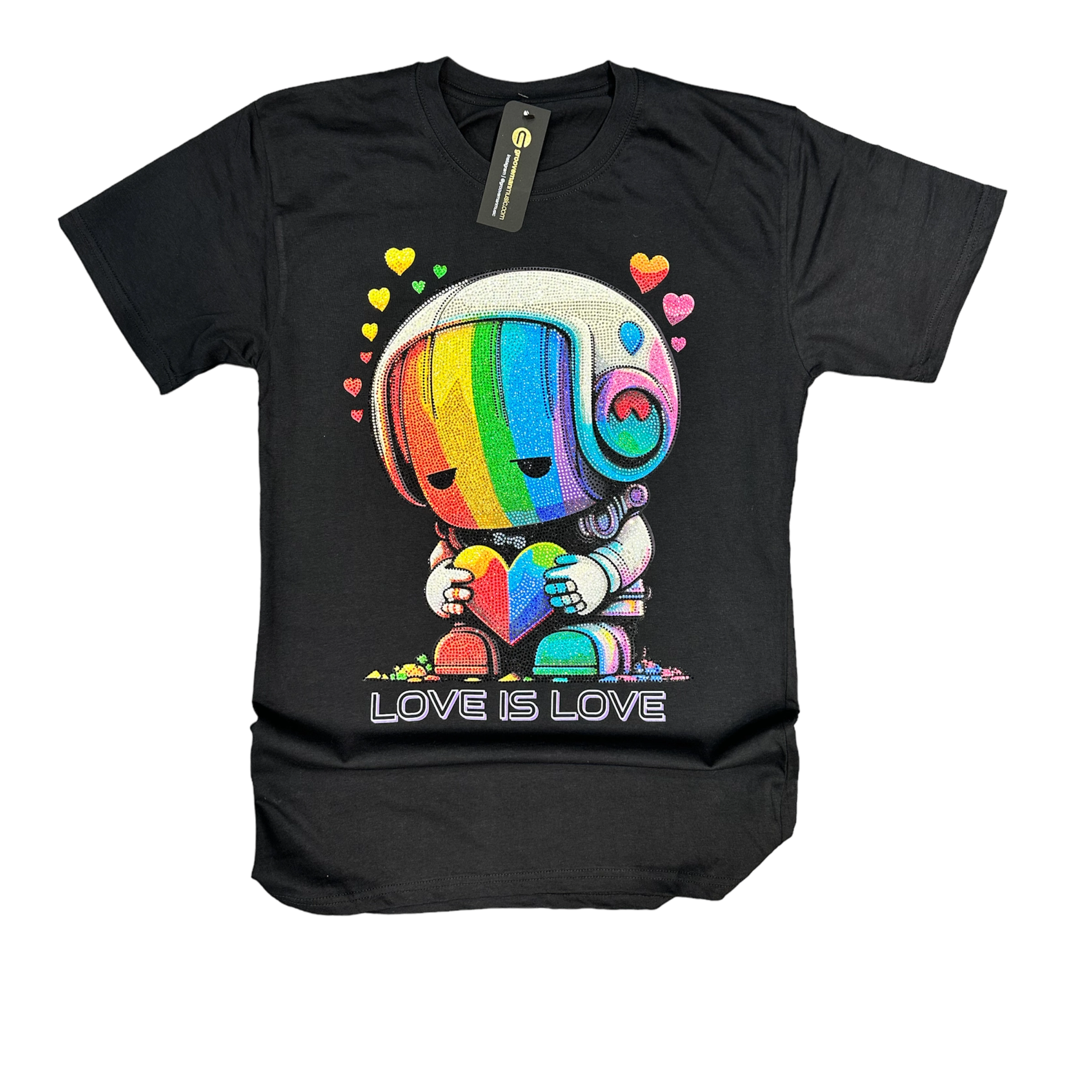 Rhinestones Love is Love T Shirt