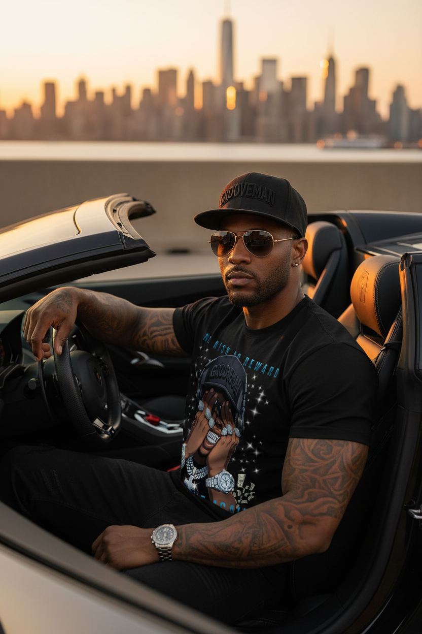 Grooveman “Money Grillz” No Risk No Reward Streetwear Graphic Tee