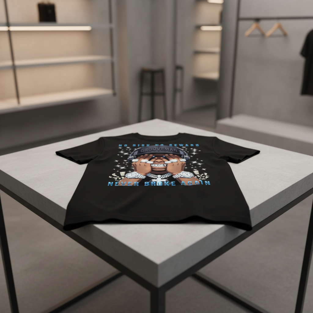 Grooveman “Money Grillz” No Risk No Reward Streetwear Graphic Tee