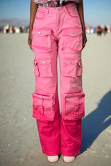 Ombre Cargo Pants: Pink