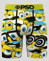 Boxer briefs with a cartoon character pattern on a gray background