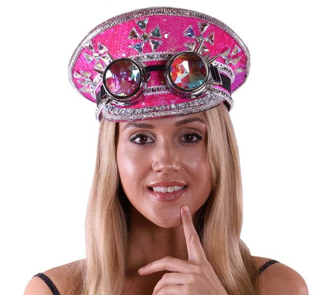 Pink Captain Hat with Goggles