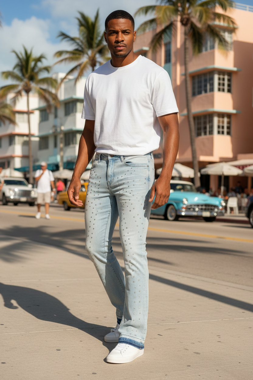 Premium Skinny Bootcut Rhinestone Jeans – Super Stretch, Light Wash