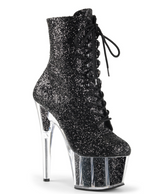 Pleaser Adore Black Glitter Heels