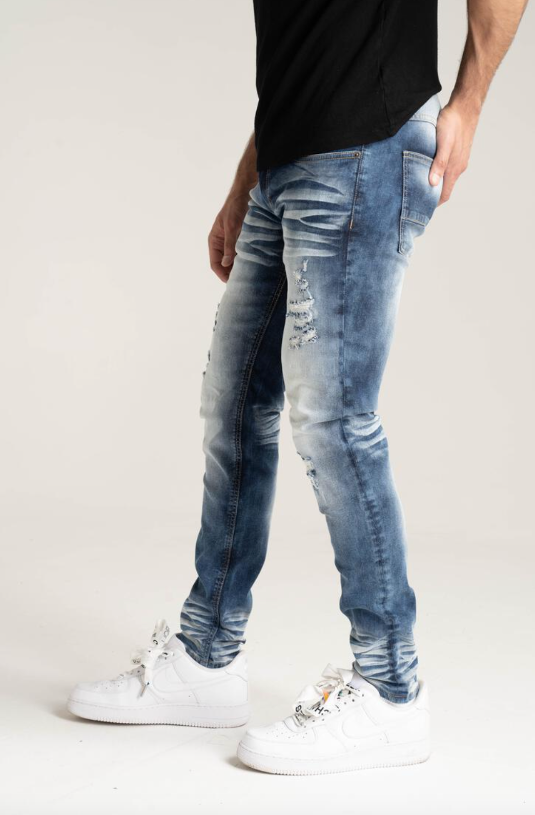 Mid Sandblast 3D Crinkle and Abrasion Jeans