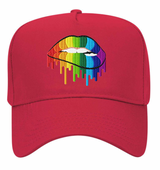 5 Panel Mid Profile Baseball Cap Lips Rainbow Colorful