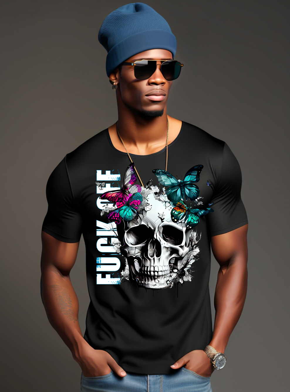 Skull with Butterflies T-Shirts | Grooveman Music