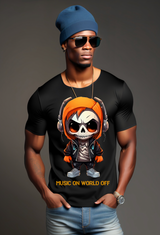 Skull Boy Music On World Off T-Shirts | Grooveman Music
