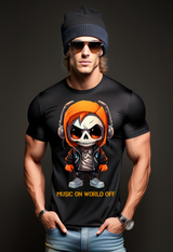 Skull Boy Music On World Off T-Shirts | Grooveman Music