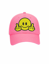 5 Panel Mid Profile Baseball Cap Smiley Face Middle Finger